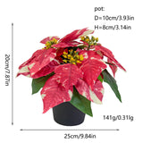 Christmas Artificial Poinsettia Plant Realistic for Festival Window Tabletop Style A