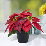 Christmas Artificial Poinsettia Plant Realistic for Festival Window Tabletop Style B