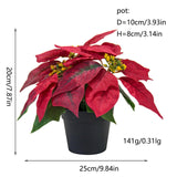 Christmas Artificial Poinsettia Plant Realistic for Festival Window Tabletop Style B