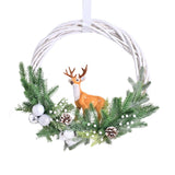 Front Door Christmas Wreath Elk Pendant 15.75 inch for Window Porch Backdrop