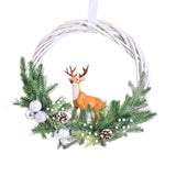 Front Door Christmas Wreath Elk Pendant 15.75 inch for Window Porch Backdrop