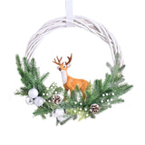 Front Door Christmas Wreath Elk Pendant 15.75 inch for Window Porch Backdrop