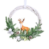 Front Door Christmas Wreath Elk Pendant 15.75 inch for Window Porch Backdrop