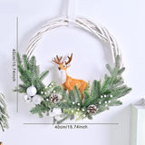 Front Door Christmas Wreath Elk Pendant 15.75 inch for Window Porch Backdrop