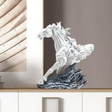 Horse Running Statue Art Tabletop for Decorative Indoor Businesses white