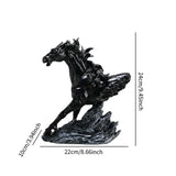 Horse Running Statue Art Tabletop for Decorative Indoor Businesses black