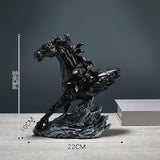 Horse Running Statue Art Tabletop for Decorative Indoor Businesses black