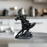 Horse Running Statue Art Tabletop for Decorative Indoor Businesses black