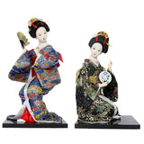 Japanese Kimono Doll Desk Squatting Kabuki Statue for Fireplace Office Decor blue