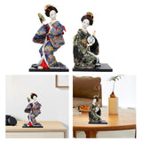 Japanese Kimono Doll Desk Squatting Kabuki Statue for Fireplace Office Decor blue