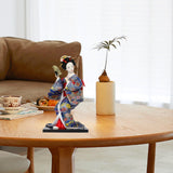 Japanese Kimono Doll Desk Squatting Kabuki Statue for Fireplace Office Decor blue