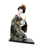 Japanese Kimono Doll Desk Squatting Kabuki Statue for Fireplace Office Decor black