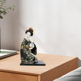 Japanese Kimono Doll Desk Squatting Kabuki Statue for Fireplace Office Decor black