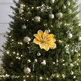 Magnolia Christmas Decoration Floral Pick Party Venue Artificial Flower Stem Gold