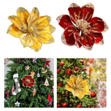 Magnolia Christmas Decoration Floral Pick Party Venue Artificial Flower Stem Gold