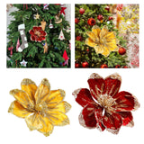 Magnolia Christmas Decoration Floral Pick Party Venue Artificial Flower Stem Gold