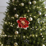 Magnolia Christmas Decoration Floral Pick Party Venue Artificial Flower Stem Deep Red