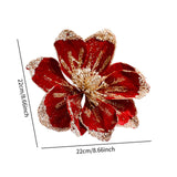 Magnolia Christmas Decoration Floral Pick Party Venue Artificial Flower Stem Deep Red