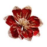 Magnolia Christmas Decoration Floral Pick Party Venue Artificial Flower Stem Deep Red