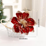 Magnolia Christmas Decoration Floral Pick Party Venue Artificial Flower Stem Deep Red