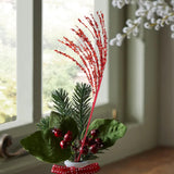 Christmas Tree Pick Decorative Sequins Stick for Winter DIY Crafts Fireplace Red