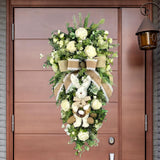 Easter Bunny Wreath Front Door with Bowknot Holiday Artificial Flower Wreath