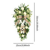 Easter Bunny Wreath Front Door with Bowknot Holiday Artificial Flower Wreath