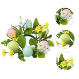 Colored Egg Candle Wreath Xmas Easter Ornament for Winter Living Room Office Style A