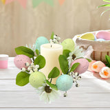 Colored Egg Candle Wreath Xmas Easter Ornament for Winter Living Room Office Style B