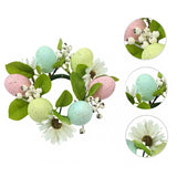 Colored Egg Candle Wreath Xmas Easter Ornament for Winter Living Room Office Style B