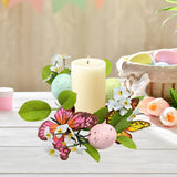 Colored Egg Candle Wreath Xmas Easter Ornament for Winter Living Room Office Style C