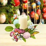 Colored Egg Candle Wreath Xmas Easter Ornament for Winter Living Room Office Style C