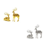 2Pcs Deer Statues Resin Animal Sculptures for Living Room Fireplace Entrance Gold