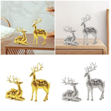 2Pcs Deer Statues Resin Animal Sculptures for Living Room Fireplace Entrance Gold