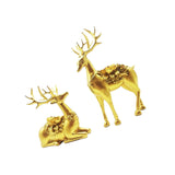 2Pcs Deer Statues Resin Animal Sculptures for Living Room Fireplace Entrance Gold