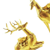 2Pcs Deer Statues Resin Animal Sculptures for Living Room Fireplace Entrance Gold