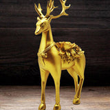 2Pcs Deer Statues Resin Animal Sculptures for Living Room Fireplace Entrance Gold