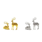 2Pcs Deer Statues Resin Animal Sculptures for Living Room Fireplace Entrance Gold