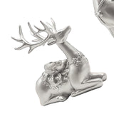 2Pcs Deer Statues Resin Animal Sculptures for Living Room Fireplace Entrance Silver