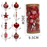 31Pcs Christmas Tree Hanging Decorations Indoor Wall Fireplace Xmas Pendants Red