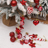 31Pcs Christmas Tree Hanging Decorations Indoor Wall Fireplace Xmas Pendants Red