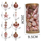 31Pcs Christmas Tree Hanging Decorations Indoor Wall Fireplace Xmas Pendants Rose Gold