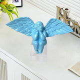 Angel Figurine Cute Craft Collectible Figurine for Desktop Home Office House Blue