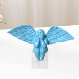 Angel Figurine Cute Craft Collectible Figurine for Desktop Home Office House Blue