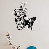 Wall Sculpture Hanging Accent Modern Bathroom Butterfly Metal Wall Art Decor With Flowers