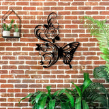 Wall Sculpture Hanging Accent Modern Bathroom Butterfly Metal Wall Art Decor With Flowers