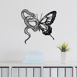 Wall Sculpture Hanging Accent Modern Bathroom Butterfly Metal Wall Art Decor With Snake