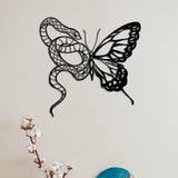 Wall Sculpture Hanging Accent Modern Bathroom Butterfly Metal Wall Art Decor With Snake