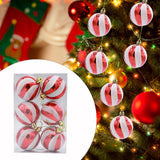 6 Pieces Christmas Tree Ball Ornaments Hanging for Decoration Birthday Party red white