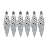 6Pcs Christmas Tree Decorations Charm Pendants for Cafe Engagement Festivals Silver